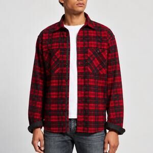 Rag & Bone Men's Corduroy Engineered Plaid Sport Shirt Red black XL